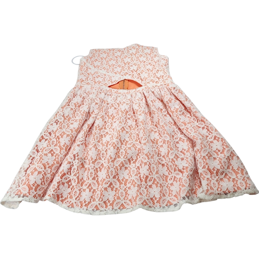 MINKPINK Peach Ivory Lace Cutout Mini Dress Fit Flare Size Medium NWT - Picture 8 of 15